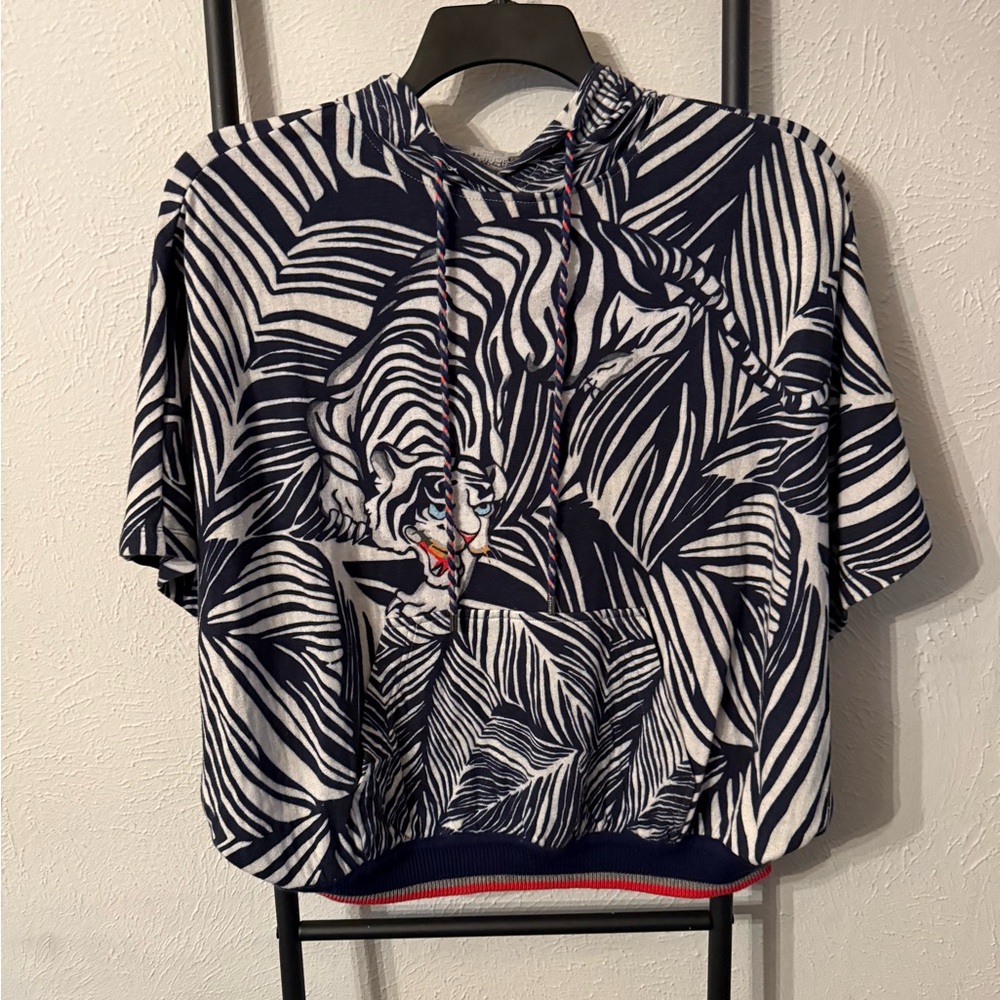 Anthropologie bl^nk London Animal Print Hooded Top Size Small